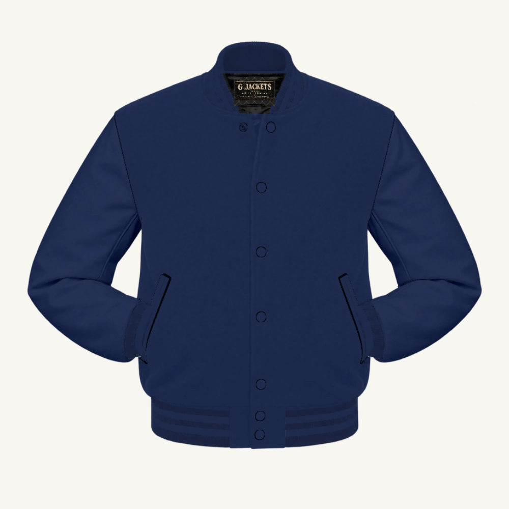 G Jackets All-Fleece Varsity Jacket, Solid Navy, front view