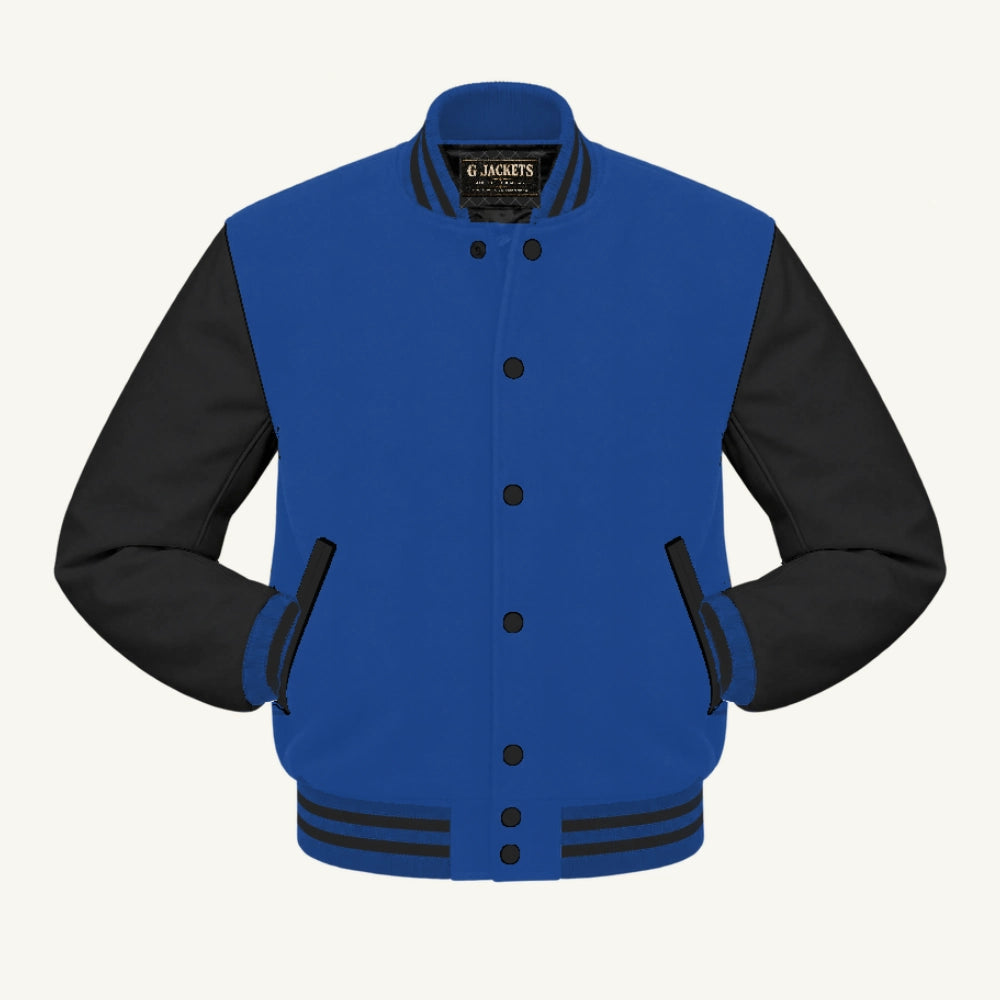 G Jackets Wool & Fleece Varsity Jacket, Royal Blue/Black, front view