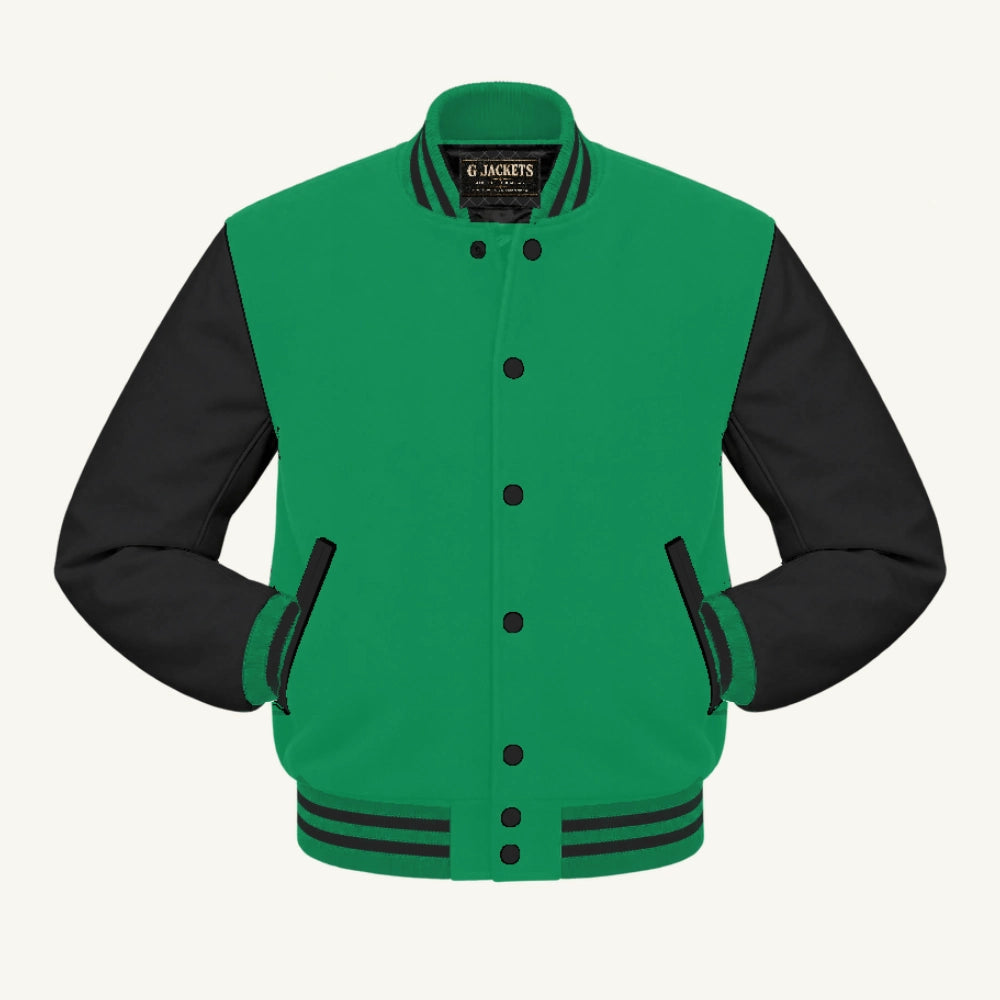 G Jackets Wool & Fleece Varsity Jacket, Kelly Green/Black, front view