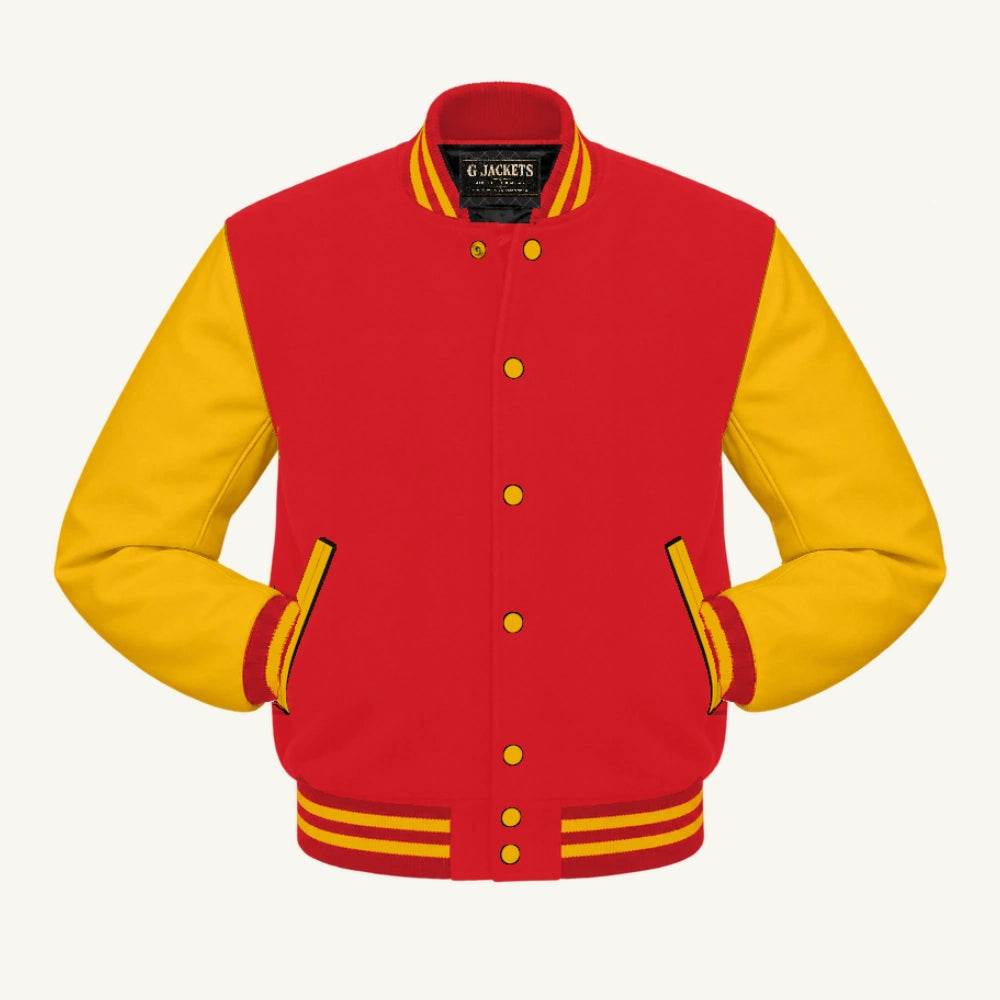 G Jackets Wool & Fleece Varsity Jacket, Red/Gold, front view
