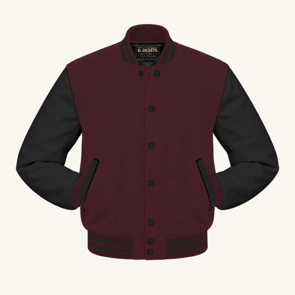 G Jackets Wool & Fleece Varsity Jacket, Maroon/Black, front view